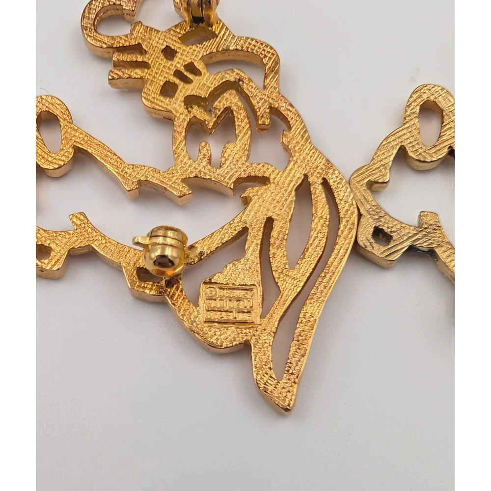 2 Vintage Van Dell Mickey & Co Disney Goofy Brooch Pin Gold Tone Signed Box READ